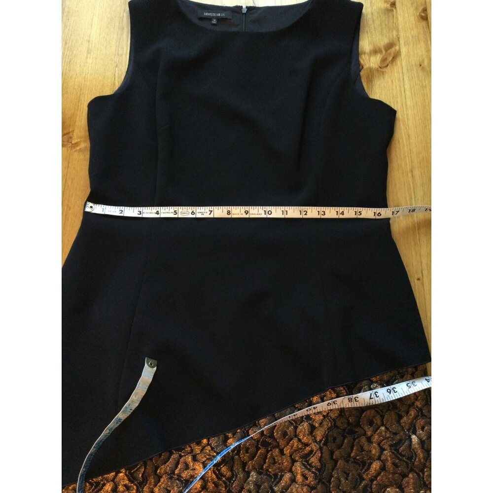 Lafayette 148 Iridescent Ocelot Lace Emma Dress Black Gold Asymmetrical Sleevele - Picture 9 of 10